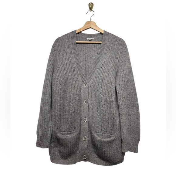 CLAUDIE PIERLOT Mohair Wool Button-Up Cardigan Gray 2 - Picture 4 of 9
